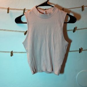 Mock neck sleeveless ribbed top